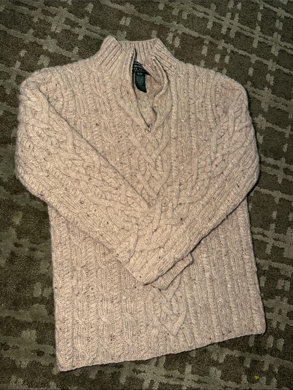 Vintage Women’s Quarter Zip Hand Knit For Ralph Lauren 100% Wool Size Petite - Picture 3 of 10